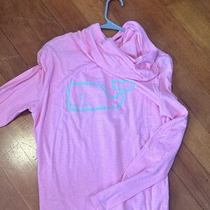 Vineyard Vines Pink Long Sleeve Tee with Blue Whale